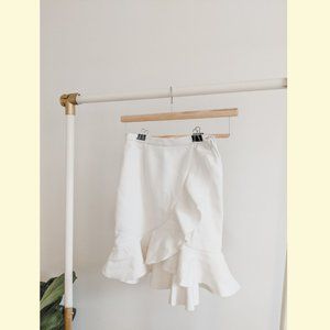 H&M Off-White Asymmetrical Ruffle Skirt